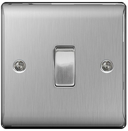 Pack of 5 - BG-Nexus-Metal 10A Single Intermediate Light Switch,Brushed Steel Finish
