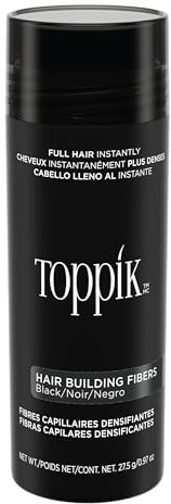Toppik Hair Building Fibres Powder, Black, 27.5g Bottle - for A Thicker-looking Hairline, Crown and Beard, Instant Thinning Concealer for Men and Women ​