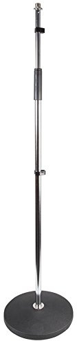 Round Base Adjustable Microphone Stand, Chrome