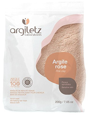 Argiletz Maske & Bad, rosa Tonerde, 200 g, Gesichts- und Haarmaske, Badezusatz, für sensible Haut, Farbe: transparent rosa
