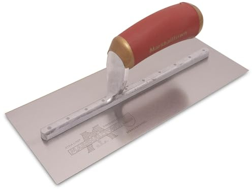 Llana alisadora PermaShape de Marshalltown, forma plana, con mango Durasoft, acero inoxidable, perfecta para yeseros y escayolistas, 279x114 mm