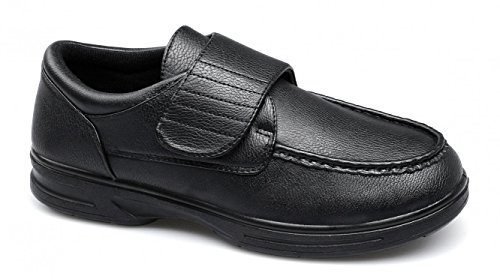 Dr Keller Tony Mens Touch Fasten Bar Comfort Wide Fit Shoes Black UK 12