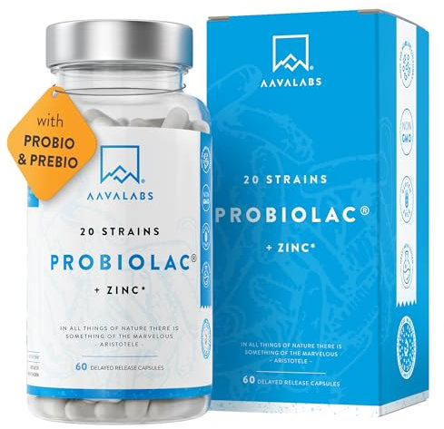 Kulturen Komplex Darmflora 60 MrdKBE 20 Stämme Darmbakterien: Lactobacillus Gasseri, Lactobacillus Reuteri, Lactobacillus Rhamnosus, Bifidobakterien + Zink für Immunsystem und Inulin Pulver - 60 Stück