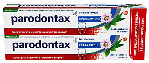 Parodontax Dentifrice Fraîcheur Intense Dentrifice, Soulager La Sensibilité Dentaire, Extra Fresh, Lot de 2x75 ml