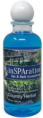 inSPAration Spa and Bath Aromatherapy 113X Spa Liquid, 9-Ounce, Country Herbal, Blue