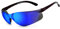 HSE® SportEyes® | UV400 Schutzfilter, HLT® Kunststoff-Sicherheitsglas nach DIN EN 166 | Sportbrille, Radbrille, Sonnenbrille| Brillengestell: schwarz, Brille: DEFENDER 1.0 (blau verspiegelt)