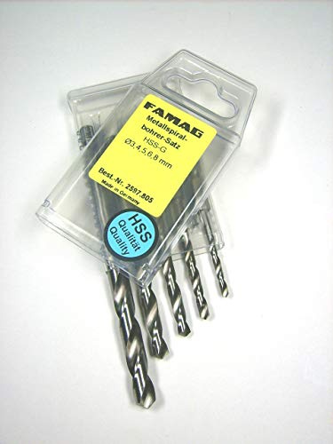Famag metallspiralb. Bit G * 3 5-teilig in PVC-Box, Ø 3, 4, 5, 6 und 8 mm 259 780 500