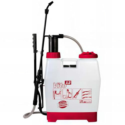 Ribimex Nebulizzatore a Zaino Vito 12 Serie Pro da 13,55 L per Prodotti Aggressivi, con Lancia in Fibra di Vetro e Ugello Regolabile, Ideale per Trattamenti Fitosanitari e Disinfestazione - PRP120DC