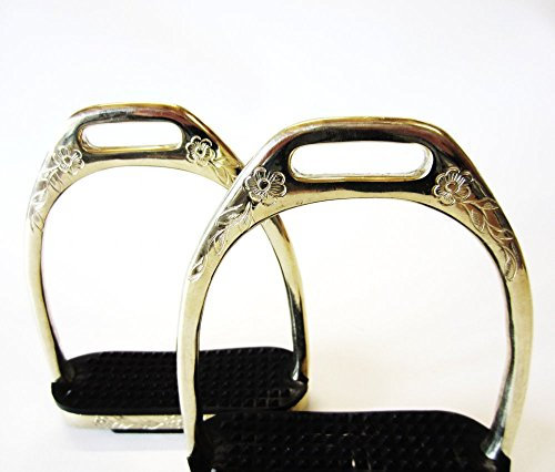 PS Pferdeartikel Edler Steigbügel mit Blumen verziert Gold - Messing Farbe Gold