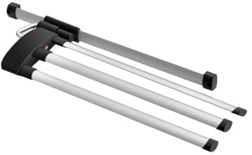 Hailo Handtuchhalter 3133101 | Secco Alu Line | Aluminium Handtuchtrockner | 3-armig | Schwenkbar & Ausziehbar | Platzsparend | Hochwertige Handtuchstange für Bad & Küche | Wand- und Seitenwandmontage