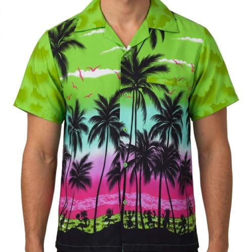 REDSTAR Camicia Hawai Uomo a Maniche Corte, Maglietta Hawaiana Uomo – Camicia Casual Maglietta Hawai – Camiciotto da Hawaiana Vestito Festa Camiciotto Estivo Addio al Celibato o Addio al Nubilato