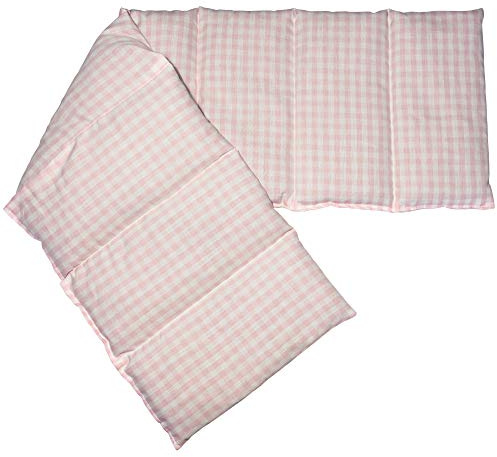 Bio-Bio Körnerkissen XXL Wärmekissen 8-Kammer, 75x20cm - Bio Füllung & Bio Stoff rosa-weiß