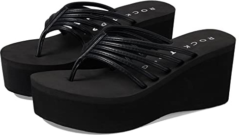 Rocket Dog Women's Crush Platform Thong Wedge Sandal, Black, 6 UK