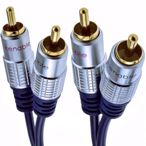 Pur cuivre desoxygéné HQ 2 x RCA Cinch Fiches vers Fiches Stéréo l'audio câble Plaqués Or 10 m [10 mètre/10m]