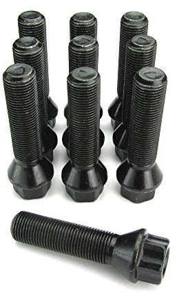 JOM Car Parts & Car Hifi GmbH 770029 Radbolzen Kegelbund M14 x 1,25 / 48mm, 10 Stück, schwarz