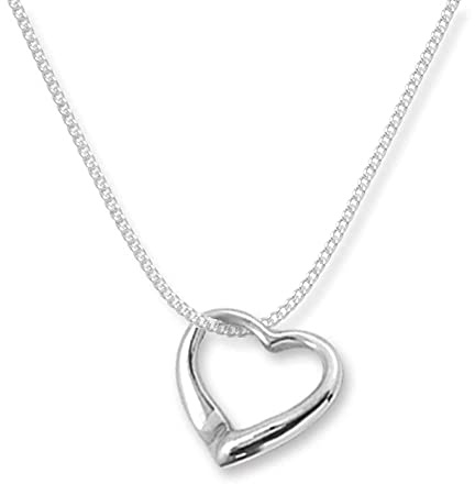 Heather Needham Sterling Silver floating Heart Necklace on 41cm - 16 inch silver chain - Heart size 16mm. Solid silver heart necklace - Gift boxed 8030/16
