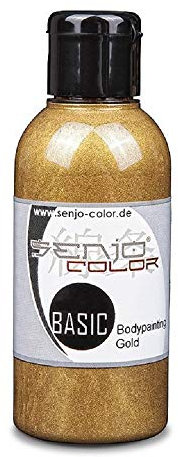 Senjo Color Basic Bodypainting Farben I Gesichts- & Körperfarbe I Karneval, Fasching I 75 ml I Airbrush Farbe Gold