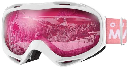 OutdoorMaster Masque de Ski OTG - Anti-Buée Lunettes de Ski, Anti-poussière Coupe-Vent 100% protection UV400 Masques de Snowboard pour Hommes & Femme,Garçons et Filles