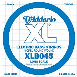 D'Addario XLB045 .045 långskala nickel sår enkel sträng för basgitarr