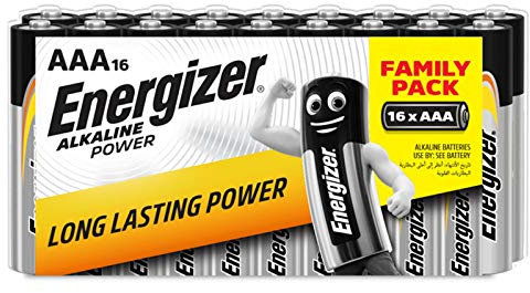 Energizer Piles Alcalines LR03/AAA 1,5V Power, Les 16 Piles Noir