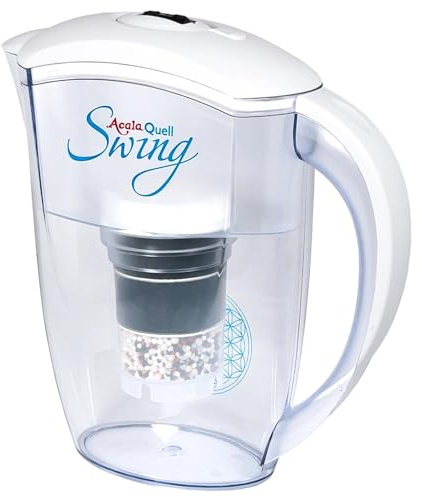 Filtre à eau AcalaQuell Swing carafe filtrante | blanche | Très haute performance de filtration selon des principes naturels | Délicieuse dégustation d’une eau saine