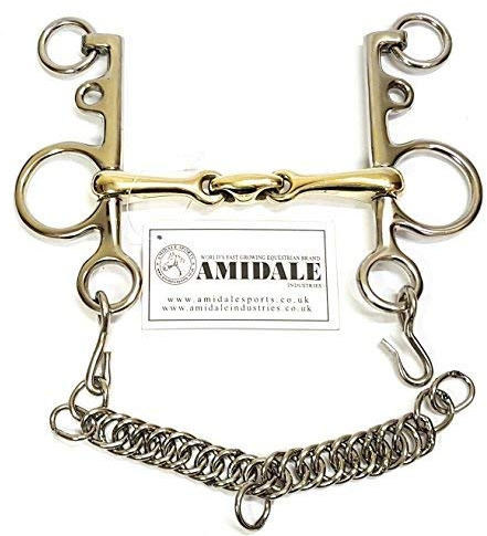 Amidale Mouth Pelham Double Jointed Lozenge Copper Mix Horse Bit Sports 5.50 Inches