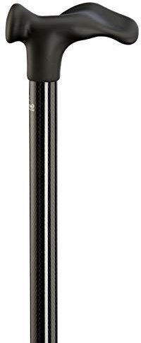 Gehstock Carbon-Comfortstock aus superstabilem und dennoch leichtem Carbon(Kohlefaserverbundstoff), anatomischer Griff mit samtiger Softgrip-Oberfläche, höhenverstellbar, inklusiv Gummipuffer., Tragerichtung:LINKS