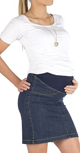 YESET Jupe de maternité Jupe en Jean Jeans Longueur Genou Grossesse Stretch Enceinte Mini Denim - Jean Bleu, 38