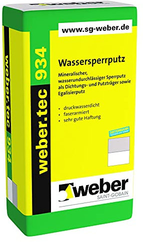 SG weber.tec 934, 25kg - Wassersperrputz, Grau, Putz, Dichtmasse