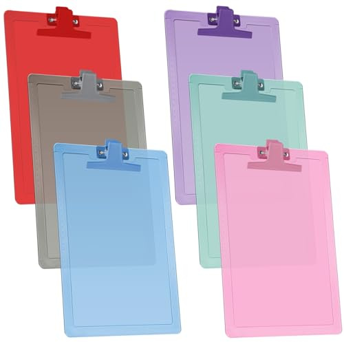 Acrimet Klemmbrett, Briefgröße, Premium-Metallclip, Kunststoff, 6 Stück Letter Size A4 (34 cm x 24 cm) (sortierte Farben)