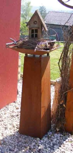 Edelrost Pflanzsäule 1m mit 50er Schale