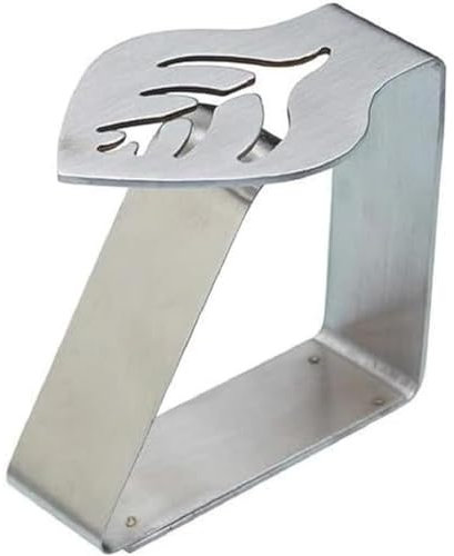 Kitchen Craft, Edelstahl-Tischdeckengewichtsklammern, Tischdeckenklammern, selbsteinstellende sichere Befestigung, Blattdesign, Edelstahl, 6 x 5 cm, 4er Set, Silber