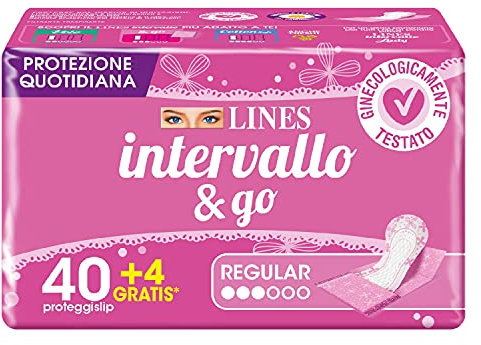 LINES INTERVALLO & GO, salvaslip, proteggislip ripiegato in bustina, protezione quotidiana, neutralizza odori, per piccole perdite