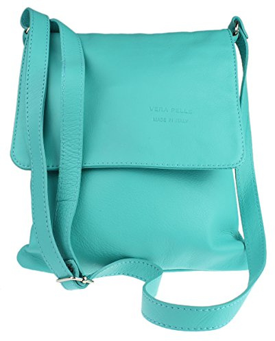 Girly Handbags Femme Cross Body en cuir véritable Turquoise