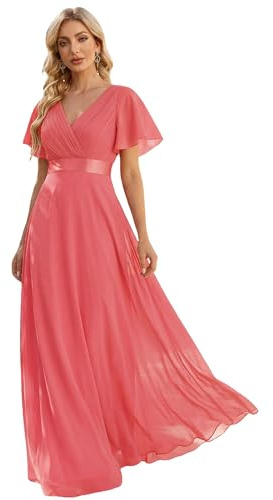 Ever-Pretty Vestiti da Cerimonia da Donna Alta Elasticità Scollo a V Linea ad A con Spacco Stile Impero 09890