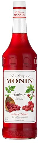 MONIN Sirup Himbeere 1,0 l | Intensiver Himbeergeschmack aus ausgewählten Zutaten - für Cocktails, Limonaden, Mocktails und Desserts