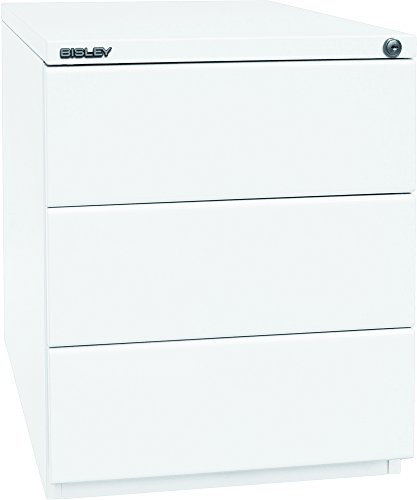 BISLEY Rollcontainer OBA mit 25 mm Top, 3 Universalschubladen, Metall, 696 Verkehrsweiß, 56.5 x 42 x 51.9 cm