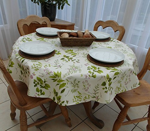55 (140cm) DIAMETER ROUND PVC/VINYL TABLECLOTH - HERB GARDEN DESIGN