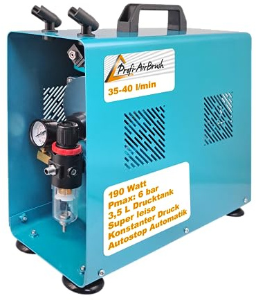 AirBrush Kompressor Duo-Power II-C - Das Airbrush-Kit mit Doppel/Zweizylinder mit Schutzgehäuse für Künstler mit Anspruch, Grundausstattung für jedes Airbrush Set