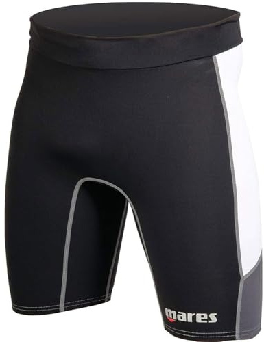 Mares Men's Trilastic Rash Guards Shorts - Durable Lightweight Quick-Drying UPF 50+ Sun Protection Water Sports Swimsuit Bottoms, Black/White, Large