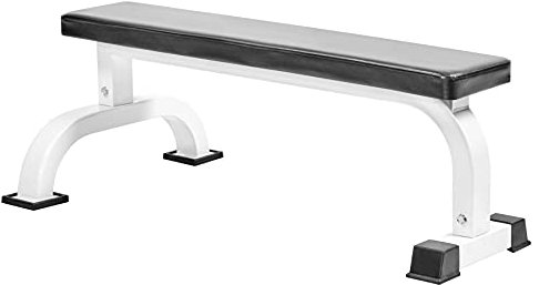 Bad Company Hantelbank I Flachbank 110 x 66 x 41 cm I Trainingsbank für das Krafttraining zuhause I Weiß - BCA-01