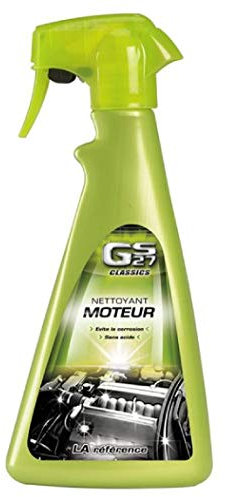 GS27 - Nettoyant Moteur - Dégraissant Puissant - Retarde le Ré-encrassement - Sans acide - Évite la Corrosion - Fabriqué en France - 500ml
