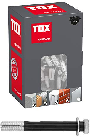TOX Metrischer Langdübel , Rahmendübel , Control , 12x100 mm , 25 Stück , 030101641 | Schwerlast-Rahmendübel für fast alle Baustoffe, hohe Haltewerte, Durchsteckmontage, 030101641