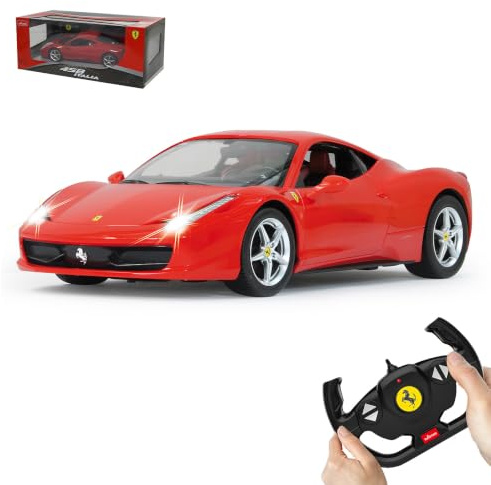 JAMARA Ferrari 458 Italia 1:14 2,4GHz - offiziell lizenziert, bis 1 Std. Fahrzeit bei 11 Km/h, LED, Perfekt nachgebildete Details, detaillierter Innenraum,hochwertige Verarbeitung