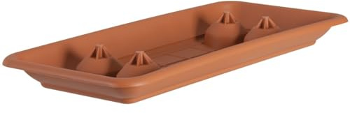 Sottobicchieri per Vaso Pianta Plato Rettangolare in Plastica - Terracotta, 60 cm