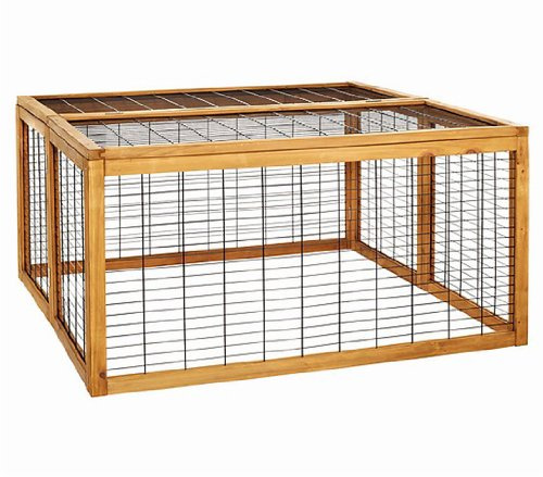 Dehner Freilaufgehege Rolf mit aufklappbarem Dach, ca. 116 x 116 x 58 cm, Holz