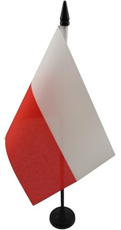 AZ FLAG - Poland Table Flag 4'' x 6'' - Polish Office Mini Banner 100% Polyester 15 x 10 cm - Mini Desk Flag with 10'' Pole and Black Plastic Base