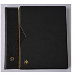 Goldhahn Leuchtturm Premium 64 schwarze Seiten A4 Briefmarkenalbum Einsteckbuch wattierter Ledereinband schwarz mit Schutzkassette Briefmarken für Sammler