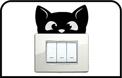 Kit COMPETO 6 ADESIVI per interruttore muro Adesivo Gatto, Gattino che si Affaccia Adesivo Murale Decorazione Cameretta Sala Cucina Soggiorno (BIANCO)