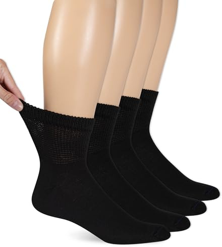 Dr. Scholl's Men's 4 Pack Diabetic and Circulatory Non Binding Ankle Casual Sock, Black, Shoe Size 7-12 US